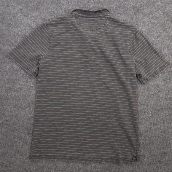 Faherty Polo Shirt Mens L Gray Blue Striped Indigo Dyed Organic Cotton Casual - Picture 4 of 8